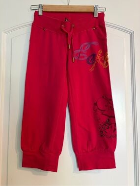 Vintage Eckored Women’s Red Drawstring cropped Sweatpants Size Small